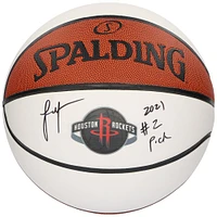 Ballon de basket-ball blanc autographié par Jalen Green Houston Rockets avec l'inscription « 2021 #2 Pick »