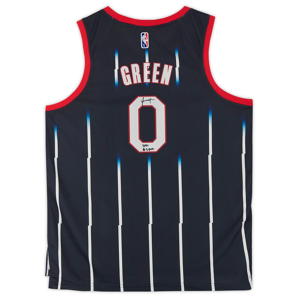 Maillot Nike Mixtape Swingman 2021-22 autographié par Jalen Green Navy des Houston Rockets avec inscription « 2021 #2 Pick »