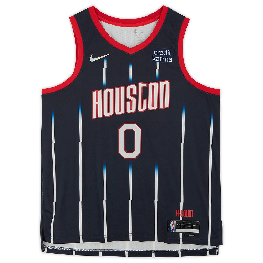 Maillot Nike Mixtape Swingman 2021-22 autographié par Jalen Green Navy des Houston Rockets avec inscription « 2021 #2 Pick »