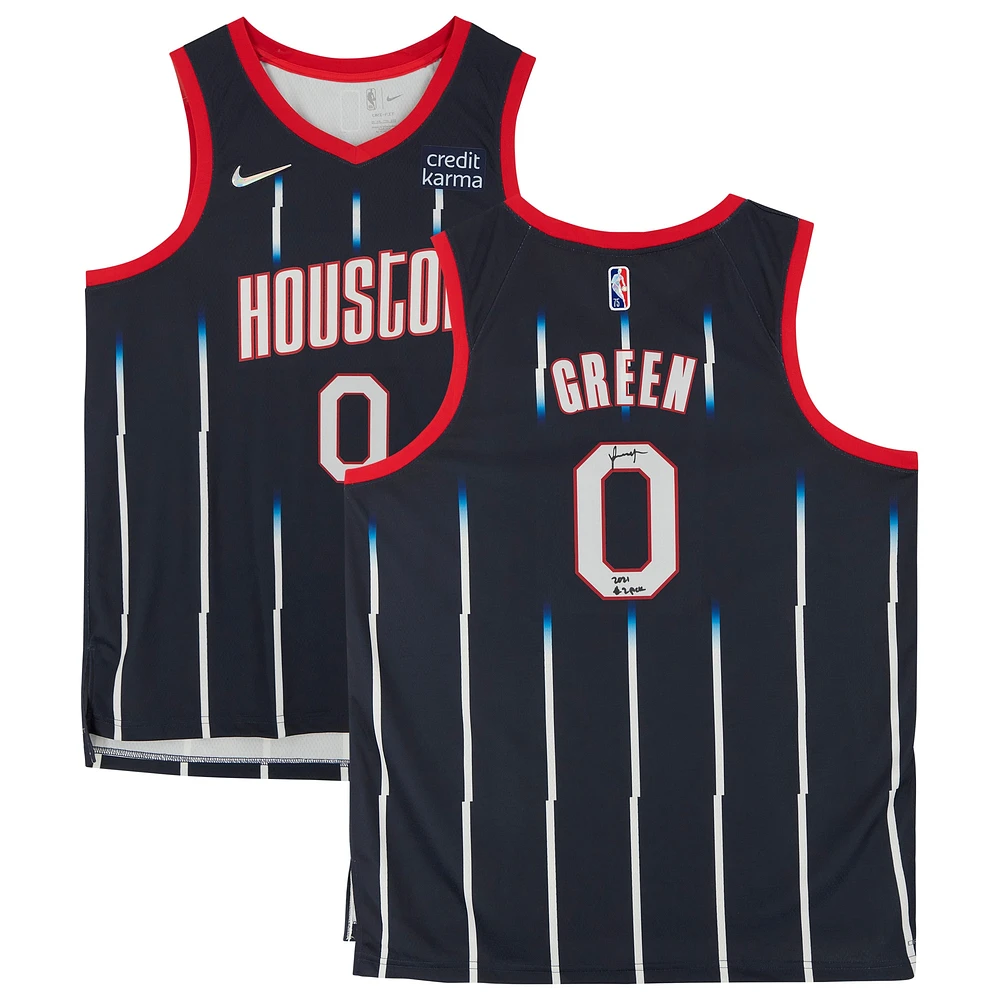Maillot Nike Mixtape Swingman 2021-22 autographié par Jalen Green Navy des Houston Rockets avec inscription « 2021 #2 Pick »