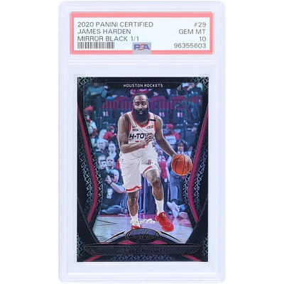 Carte Panini certifiée noire #29 #1/1 PSA 2020-21 James Harden Houston Rockets 10 cartes authentifiées
