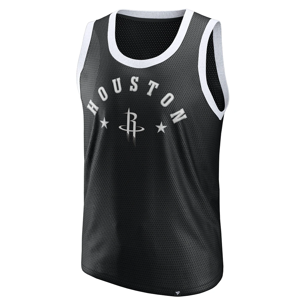 Débardeur en maille noire Fanatics pour homme des Houston Rockets