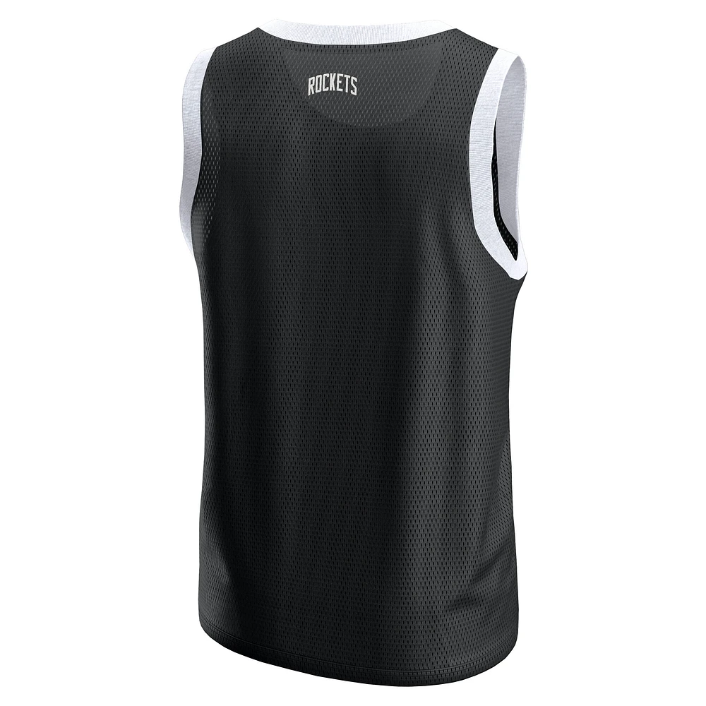 Débardeur en maille noire Fanatics pour homme des Houston Rockets