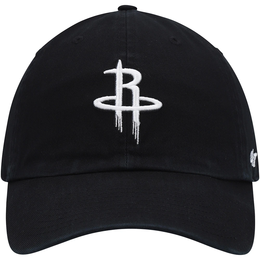 Men's '47 Black Houston Rockets Team Clean Up Adjustable Hat