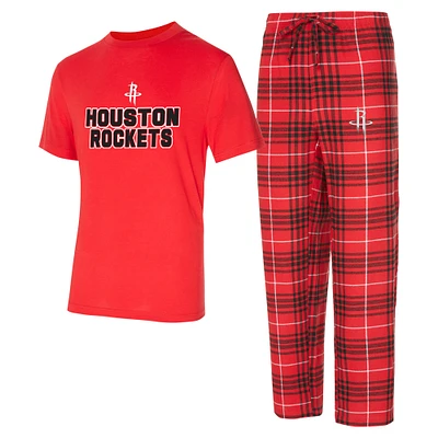 Ensemble de nuit pour homme Concepts Sport rouge/noir Houston Rockets Vector T-shirt et pantalon en flanelle