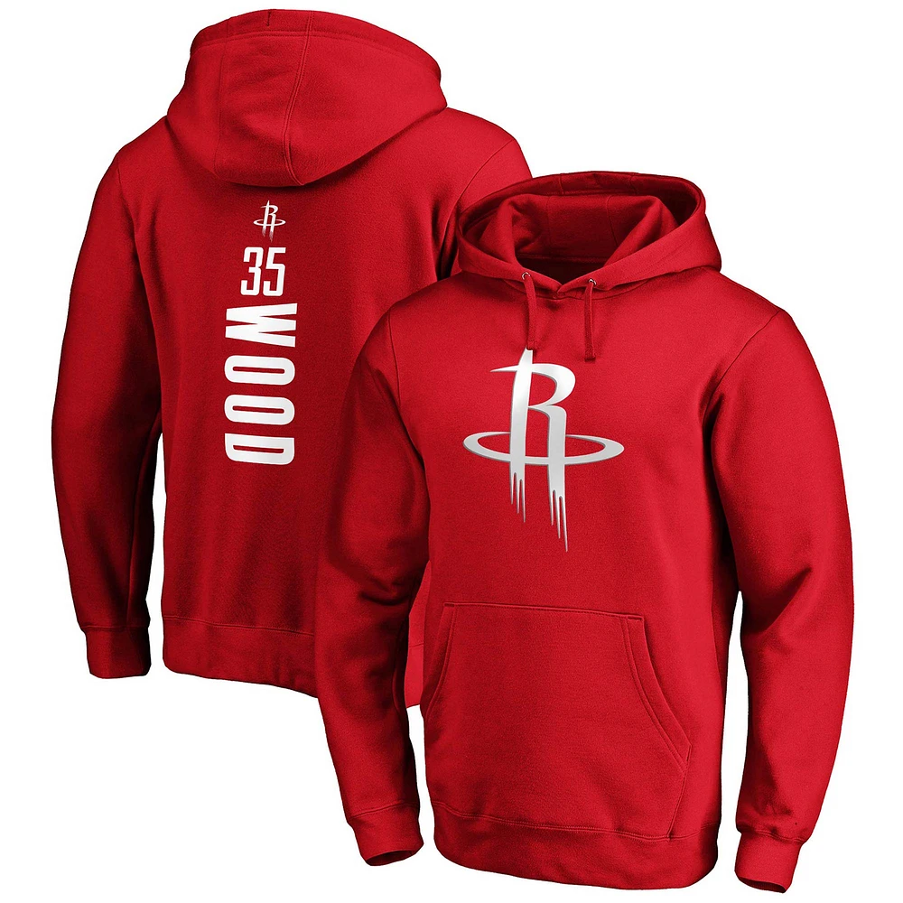 Fanatics pour hommes Christian Wood Red Houston Rockets Playmaker Nom et numéro Pull à capuche ajusté