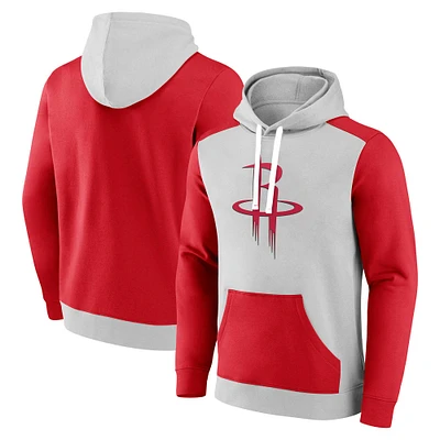 Sweat à capuche color block arctique Fanatics gris/rouge Houston Rockets pour hommes