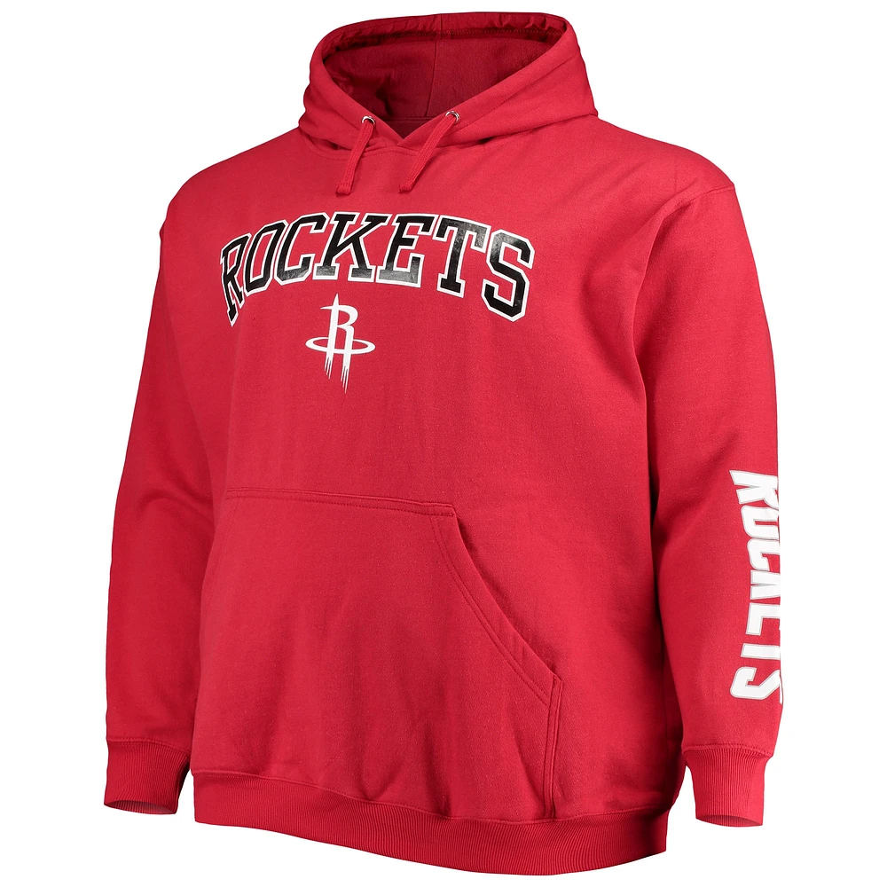 Men's Fanatics Red Houston Rockets Big & Tall Team Wordmark Pullover Hoodie