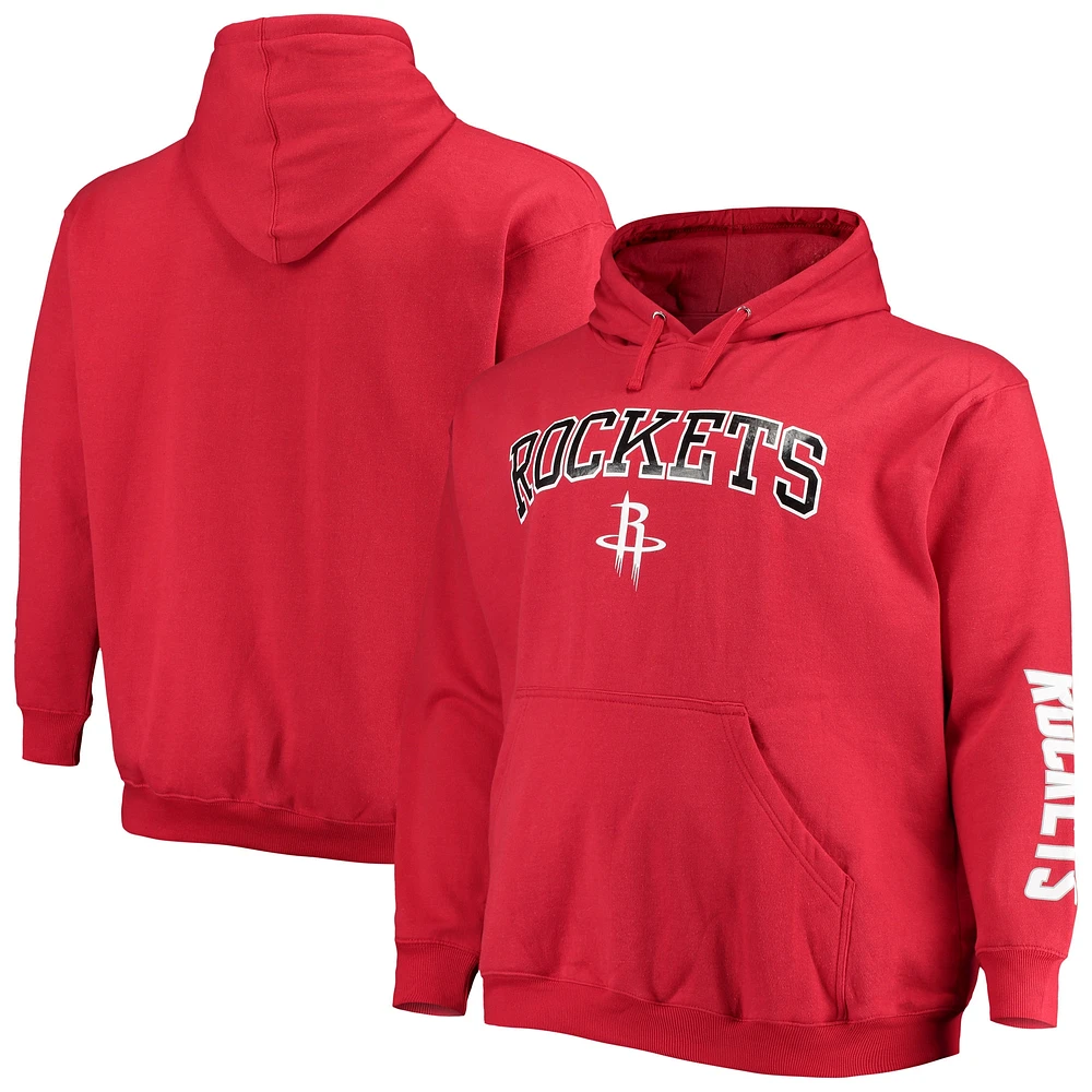 Men's Fanatics Red Houston Rockets Big & Tall Team Wordmark Pullover Hoodie