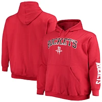 Men's Fanatics Red Houston Rockets Big & Tall Team Wordmark Pullover Hoodie