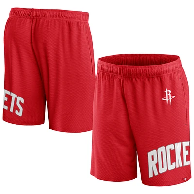 Short en maille à lancer franc Fanatics Houston Rockets rouge pour hommes