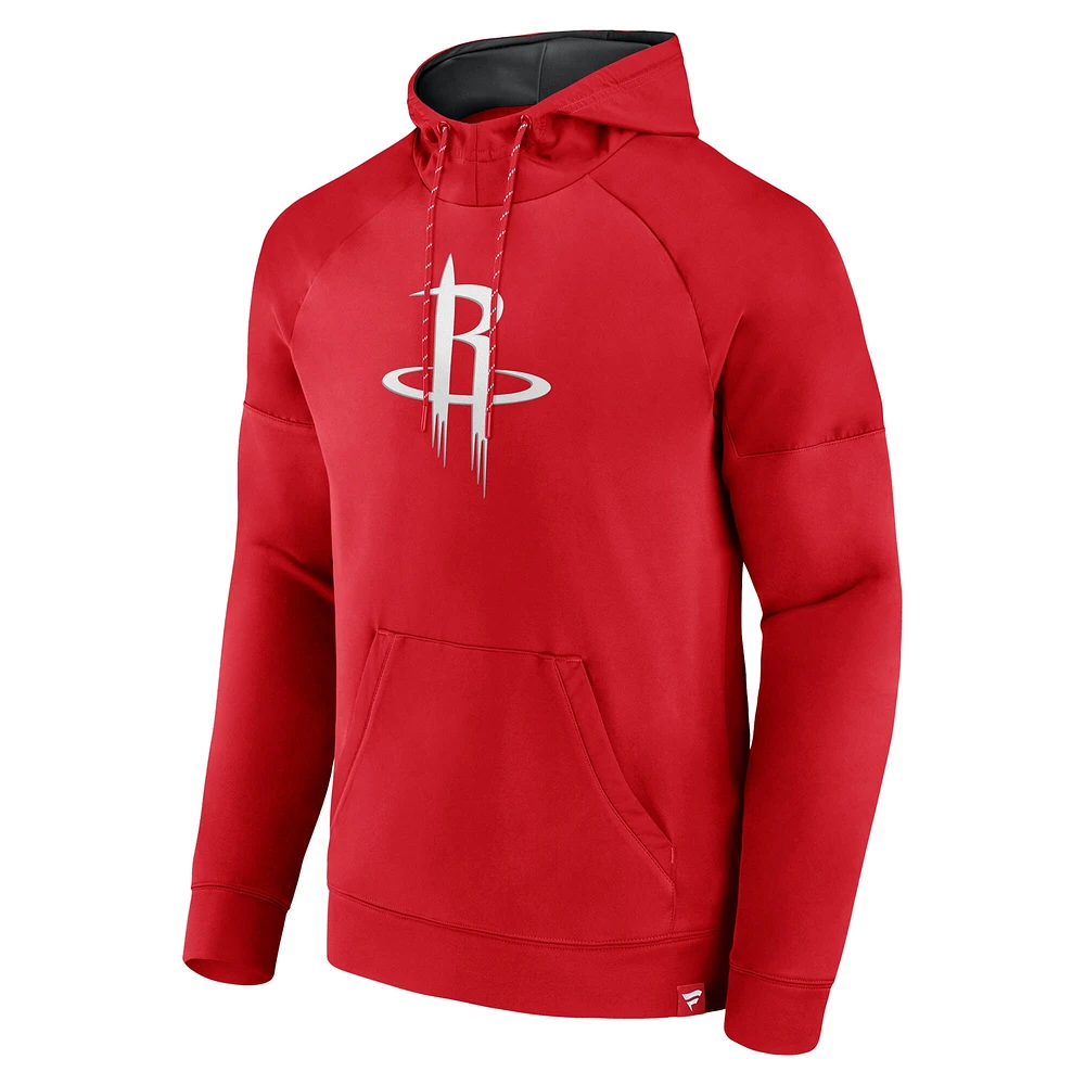 Men's Fanatics  Red Houston Rockets Iconic Defender Raglan Fleece Pullover Hoodie