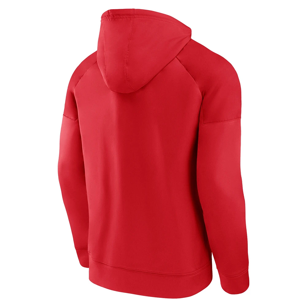 Men's Fanatics  Red Houston Rockets Iconic Defender Raglan Fleece Pullover Hoodie