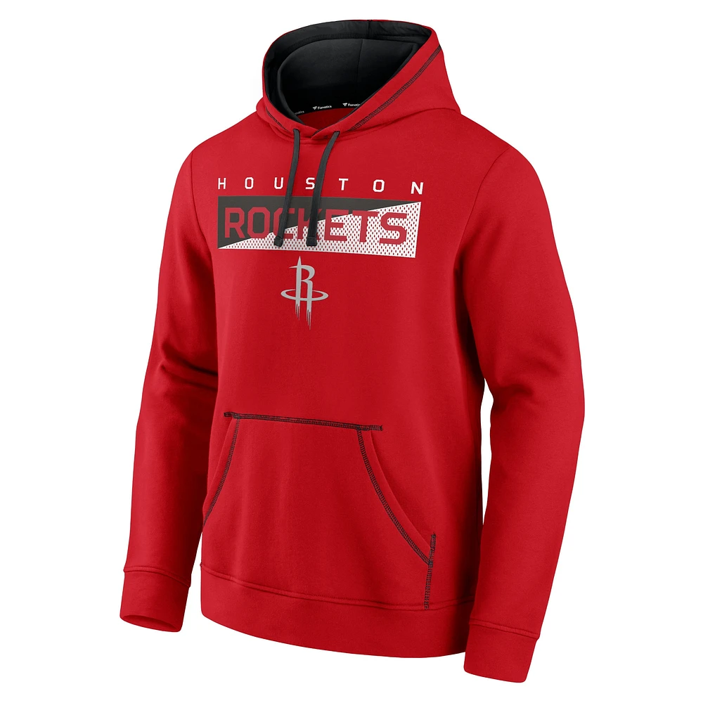 Men's Fanatics Red Houston Rockets Split the Crowd - Pullover Hoodie