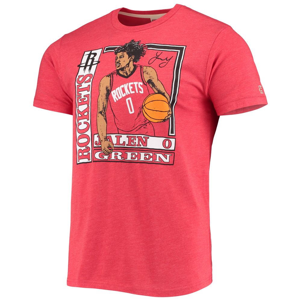 Men's Homage Jalen Green Red Houston Rockets Rookie Player Pack Tri-Blend T-Shirt