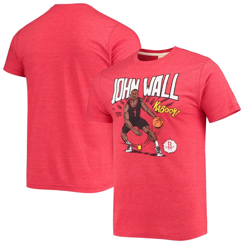 Men's Homage John Wall Red Houston Rockets Comic Book Player Tri-Blend T-Shirt