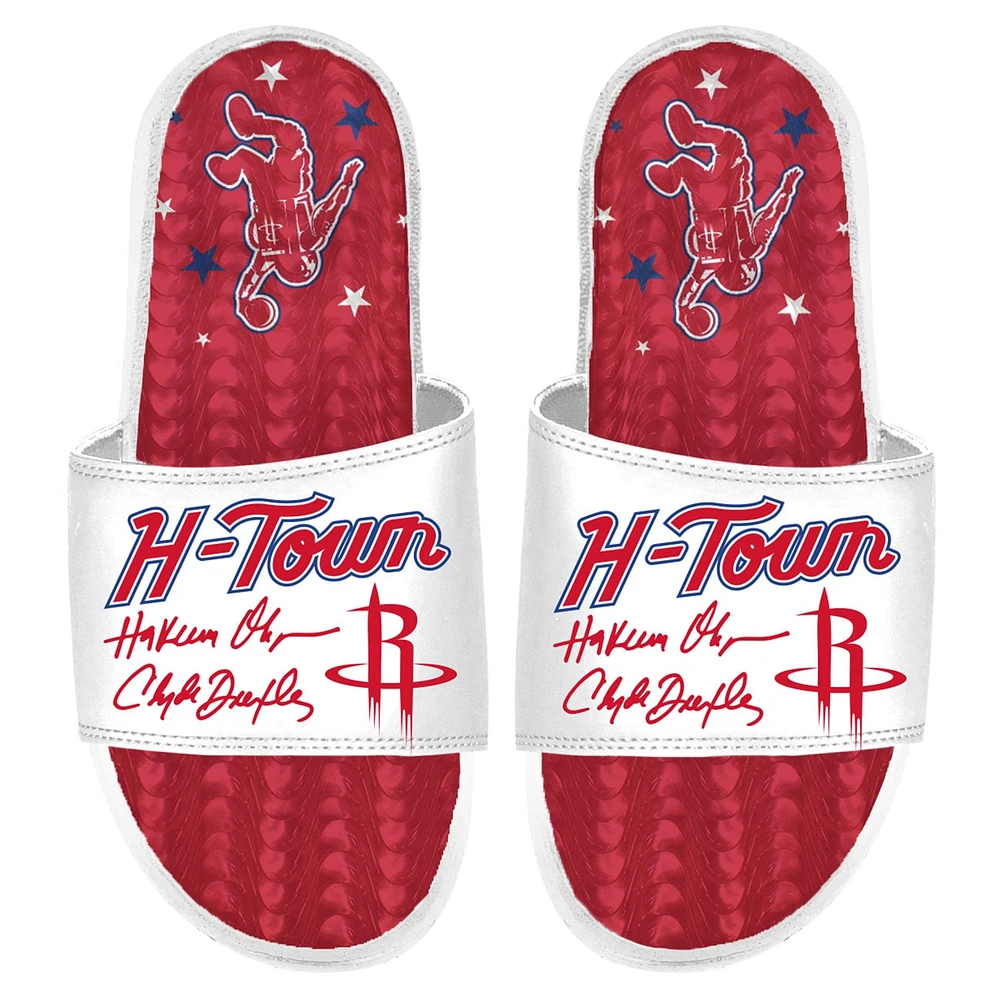 Sandales à glissière en gel ISlide blanches Houston Rockets 2023/24 City Edition pour hommes