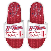 Sandales à glissière en gel ISlide blanches Houston Rockets 2023/24 City Edition pour hommes