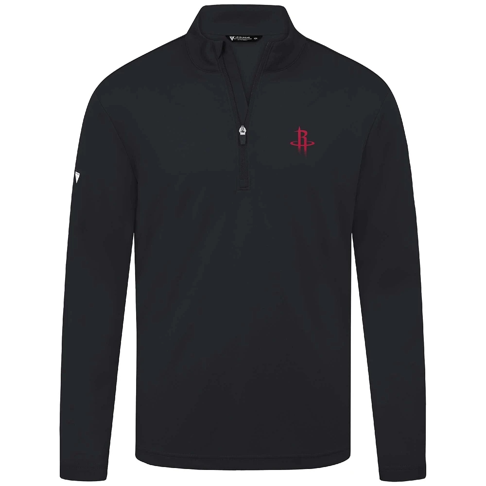 Men's Levelwear Black Houston Rockets Heron Quarter-Zip Top