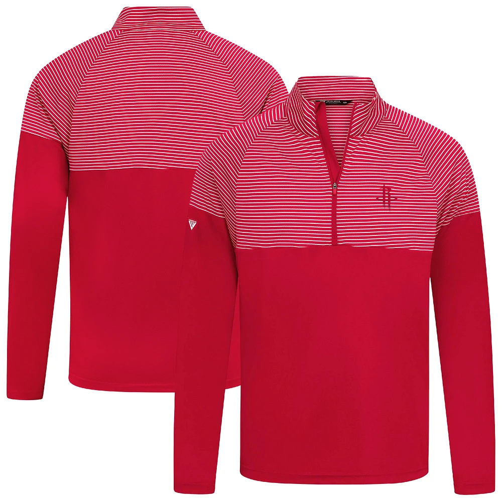 Men's Levelwear Red Houston Rockets Classic Stripes Quarter-Zip Top