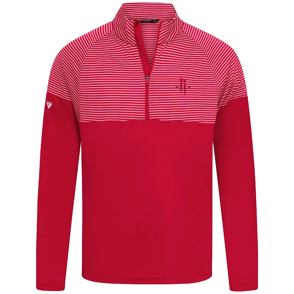 Men's Levelwear Red Houston Rockets Classic Stripes Quarter-Zip Top