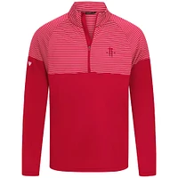 Men's Levelwear Red Houston Rockets Classic Stripes Quarter-Zip Top