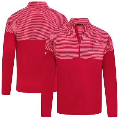 Men's Levelwear Red Houston Rockets Classic Stripes Quarter-Zip Top