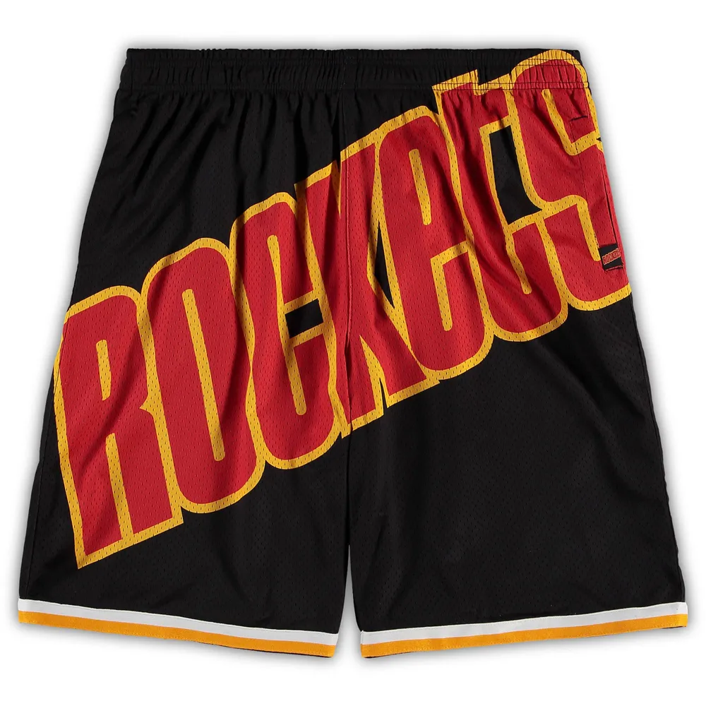 Men's Mitchell & Ness Black Houston Rockets Big & Tall Hardwood Classics Big Face 2.0 Shorts