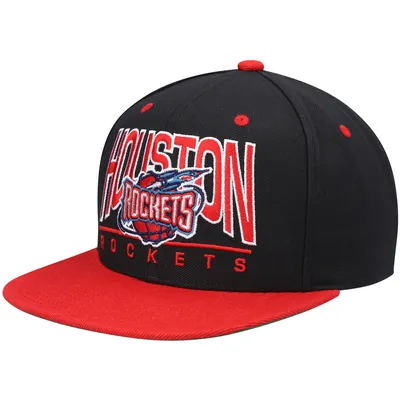 Men's Mitchell & Ness Gold/Red Houston Rockets Hardwood Classics Sharktooth Snapback  Hat