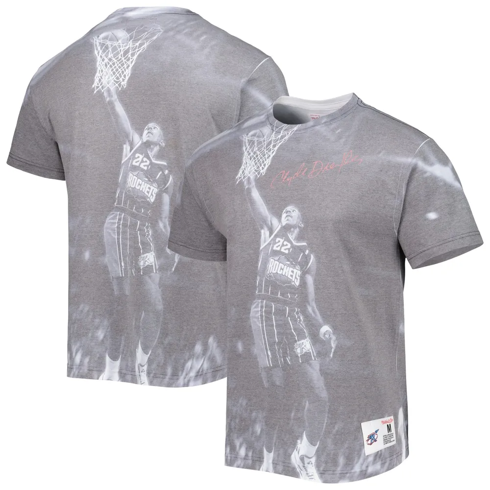 T-shirt Mitchell & Ness Clyde Drexler gris chiné Houston Rockets Above The Rim pour hommes