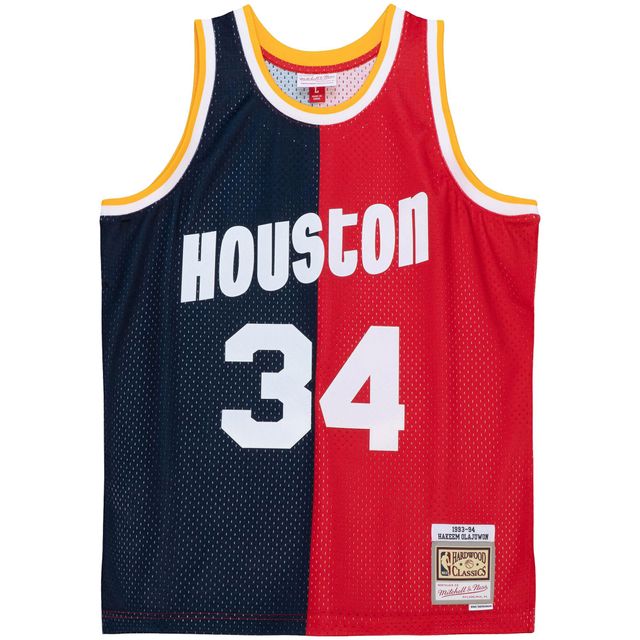 Youth Mitchell & Ness Hakeem Olajuwon Red Houston Rockets Swingman Throwback Jersey Navy