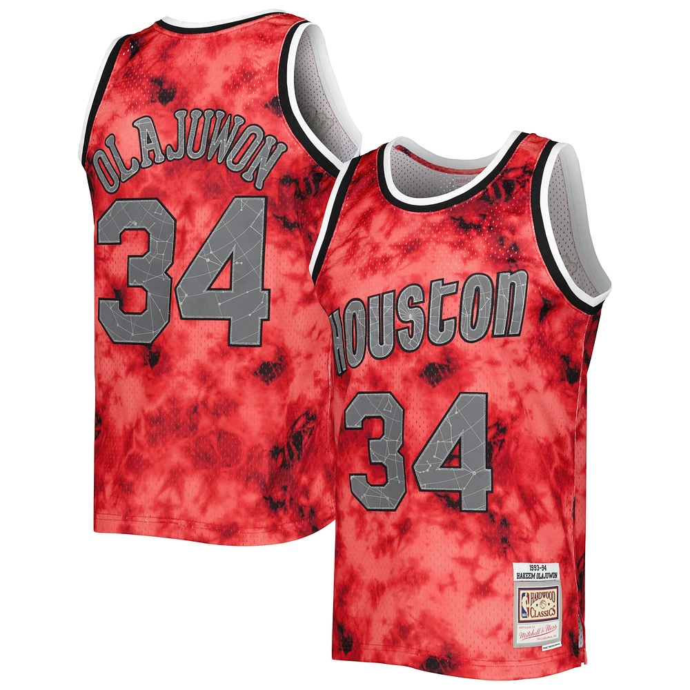 Maillot Homme Mitchell & Ness Hakeem Olajuwon Houston Rockets Rouge 1993/94 Galaxy Swingman