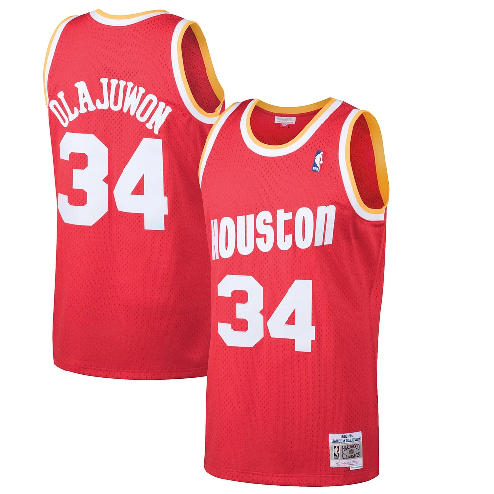 Maillot Swingman Mitchell & Ness Hakeem Olajuwon Houston Rockets 1993/94 Hardwood Classics rouge pour homme