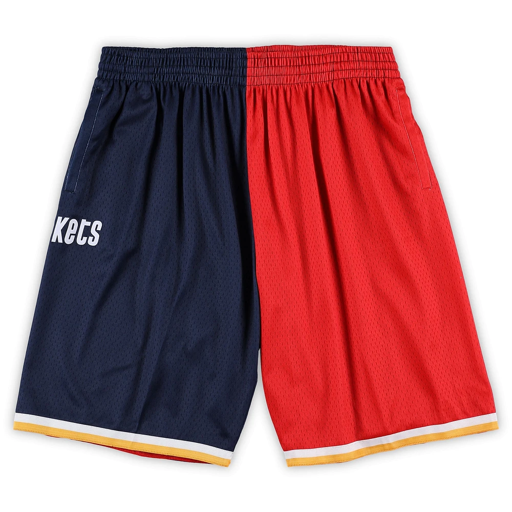 Mitchell & Ness pour homme Bleu marine/rouge Houston Rockets Big Tall Hardwood Classics Split Swingman Short