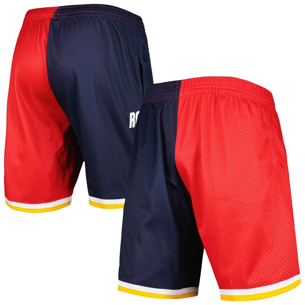 Men's Mitchell & Ness Navy/Red Houston Rockets Hardwood Classics 1993 Split Swingman Shorts