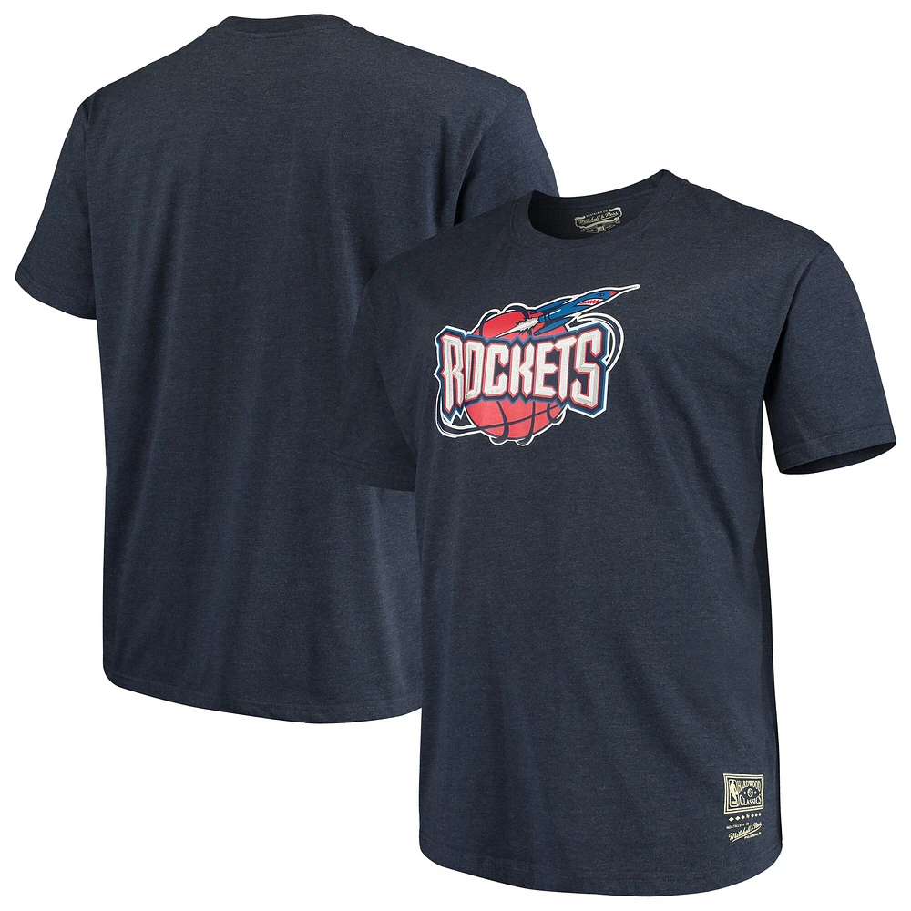 Men's Mitchell & Ness Navy Houston Rockets Big Tall Hardwood Classics Vintage Logo T-Shirt