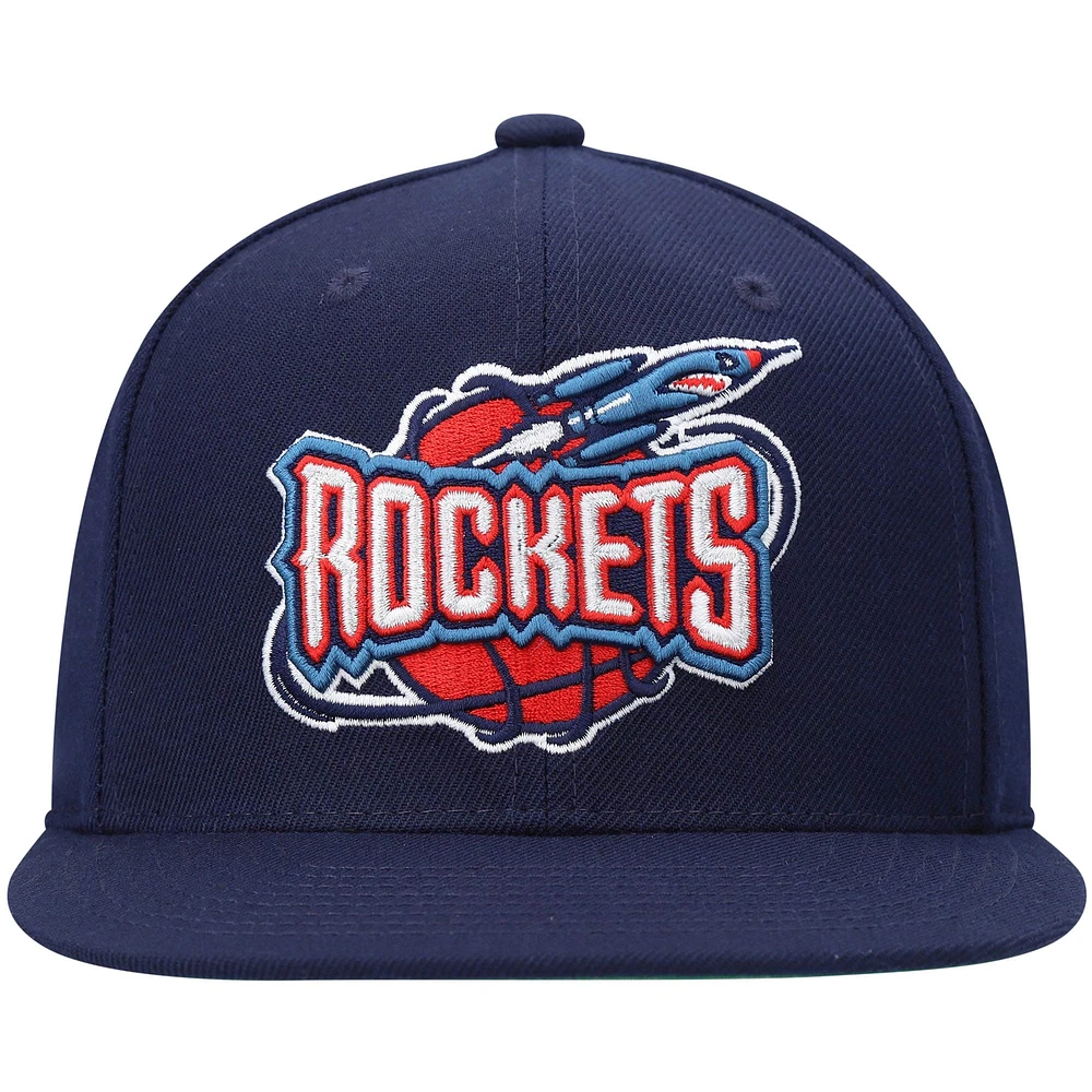 Men's Mitchell & Ness Navy Houston Rockets Hardwood Classics Team Ground 2.0 Snapback Hat