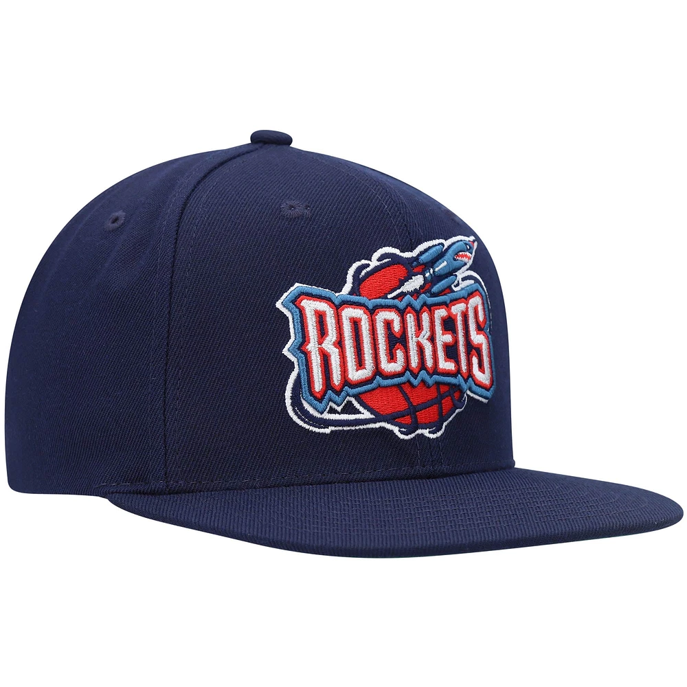 Men's Mitchell & Ness Navy Houston Rockets Hardwood Classics Team Ground 2.0 Snapback Hat