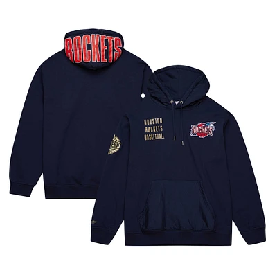 Men's Mitchell & Ness Navy Houston Rockets  Team OG 2.0 Vintage Logo Fleece Pullover Hoodie