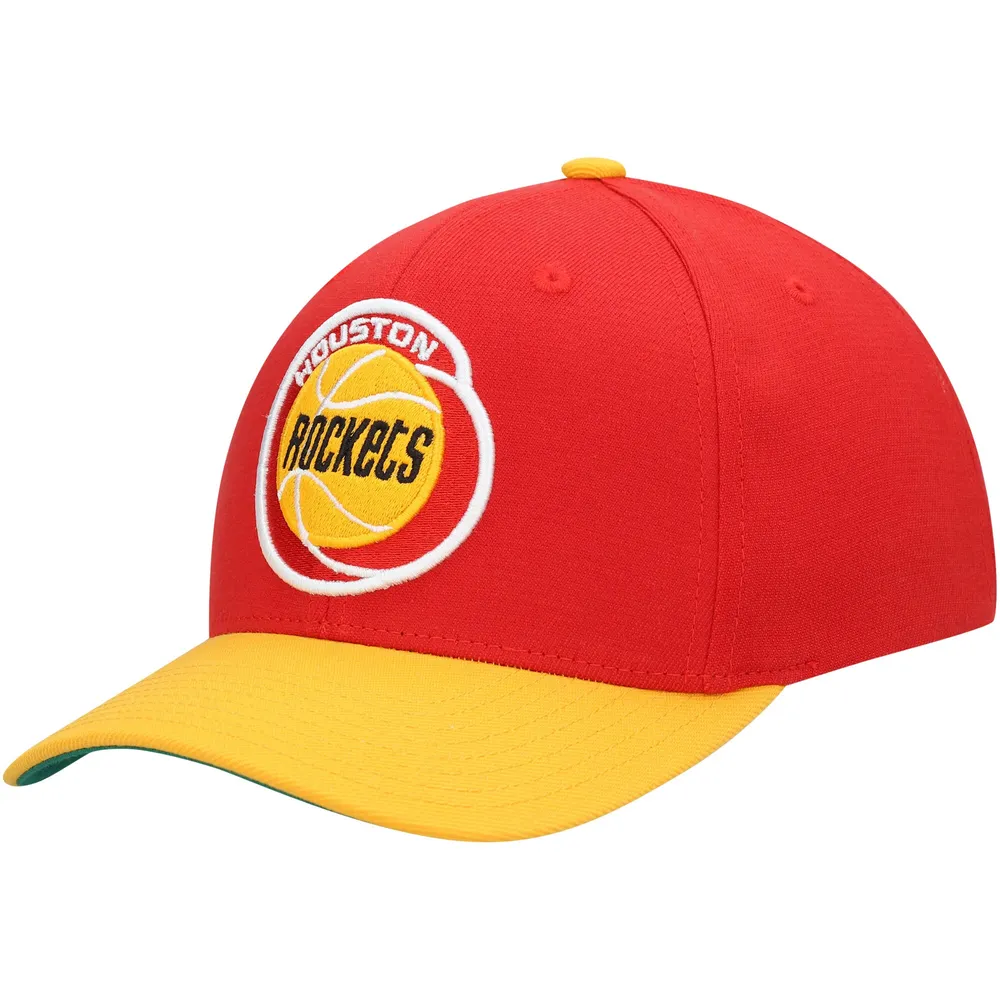 Houston Rockets Mitchell & Ness Hardwood Classics Wool Two-Tone Redline  Snapback Hat - Red/Gold