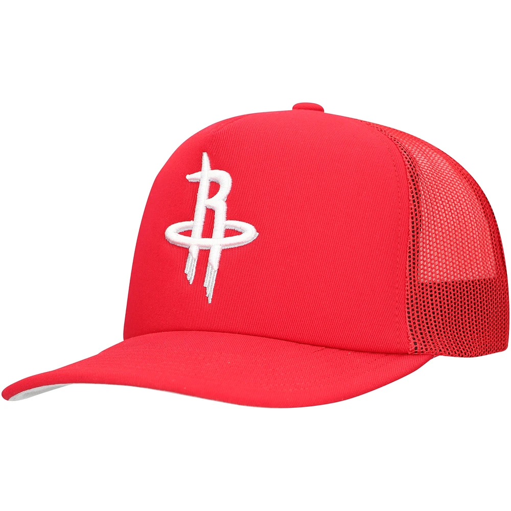 Men's Mitchell & Ness Red Houston Rockets Core Evergreen OTC Trucker Adjustable Hat