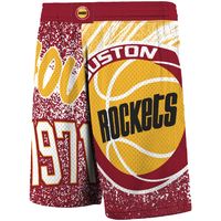 Men's Mitchell & Ness Red Houston Rockets Hardwood Classics Jumbotron Sublimated Shorts