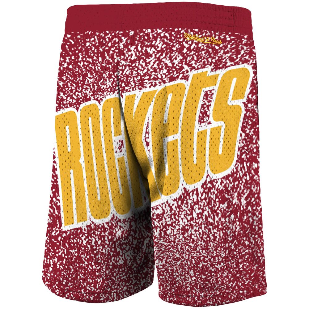 Men's Mitchell & Ness Red Houston Rockets Hardwood Classics Jumbotron Sublimated Shorts