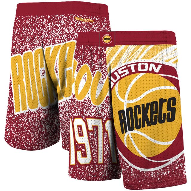 Short sublimé rouge Houston Rockets Hardwood Classics Jumbotron de Mitchell & Ness pour hommes