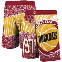 Men's Mitchell & Ness Red Houston Rockets Hardwood Classics Jumbotron Sublimated Shorts