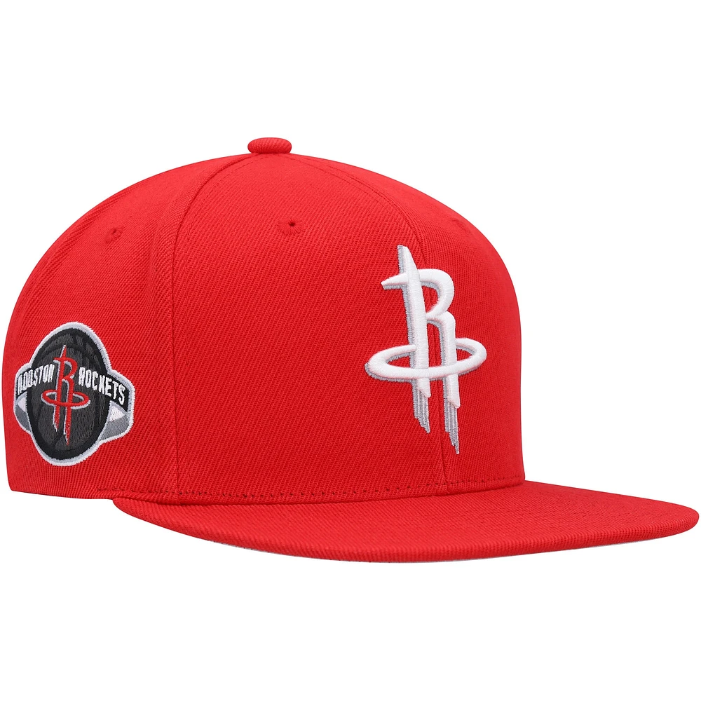 Men's Mitchell & Ness Red Houston Rockets Side Core 2.0 Snapback Hat