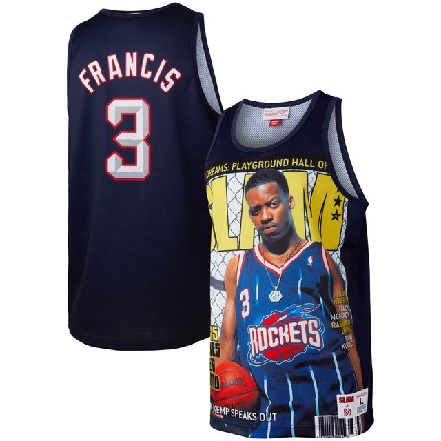 Débardeur Slam Player Mitchell & Ness Steve Francis bleu marine Houston Rockets pour hommes