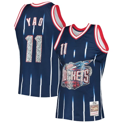 Men's Mitchell & Ness Yao Ming Navy Houston Rockets 2002/03 Hardwood Classics NBA 75th Anniversary Diamond Swingman Jersey