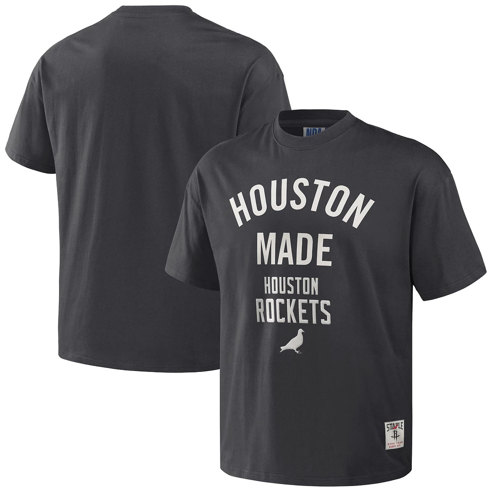 Men's NBA x Staple Anthracite Houston Rockets Heavyweight Oversized T-Shirt