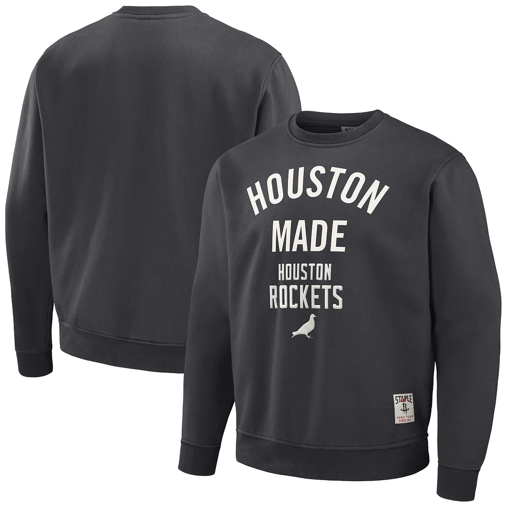 Men's NBA x Staple Anthracite Houston Rockets Plush Pullover Sweatshirt